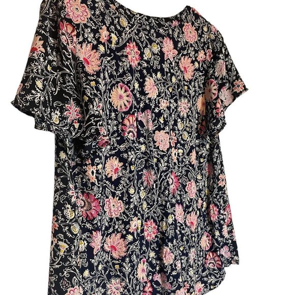 Loft short sleeve floral Vneck blouse small - Picture 6 of 8